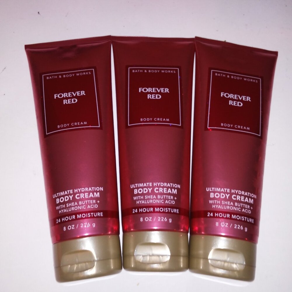 Set of 3 Bath and Body Works Cream Lotion Forever Red Ultimate Hydration Shea Bu - Picture 9 of 12